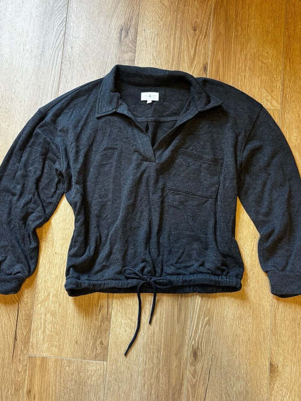 Lou & Grey Collared Drawstring Hem Sweatshirt